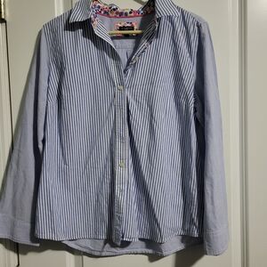 Talbots Blue and White Striped Women's Shirt